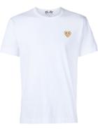 Comme Des Garçons Play Heart Application T-shirt, Men's, Size: Xl, White, Cotton