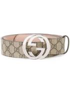 Gucci Logo Buckle Belt, Men's, Size: 85, Nude/neutrals, Leather/canvas