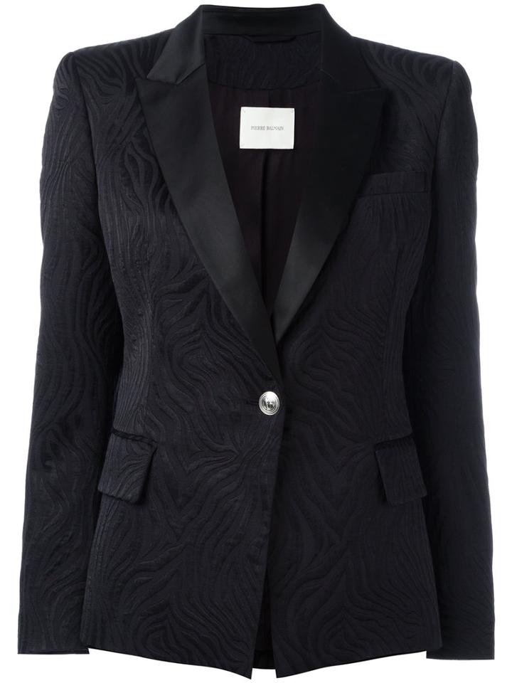 Pierre Balmain One Button Blazer, Size: 40, Black, Cotton/polyester/rayon/satin