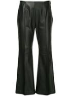 Goen.j Faux-leather Cropped Trousers - Black