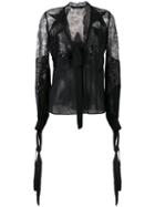 Elie Saab - Sheer Embellished Blouse - Women - Silk/nylon/polyamide/rayon - 38, Black, Silk/nylon/polyamide/rayon