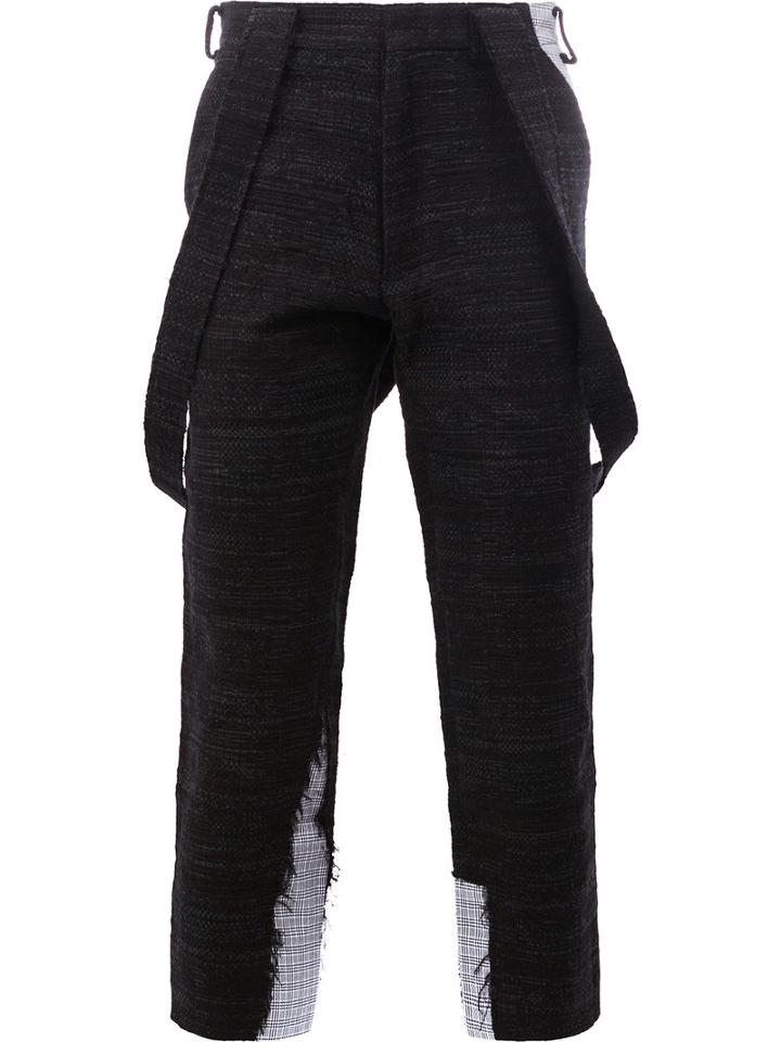 Aganovich Draped Pockets Cropped Trousers, Men's, Size: 46, Black, Cotton/polyamide/polyester/polycarbonite