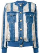 Balmain - Sheer Paneled Denim Jacket - Women - Cotton/polyurethane/silk/spandex/elastane - 38, Blue, Cotton/polyurethane/silk/spandex/elastane