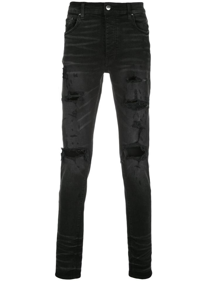 Amiri Ripped Effect Jeans - Black