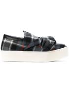 No21 Checked Bow Slip-on Sneakers - Grey