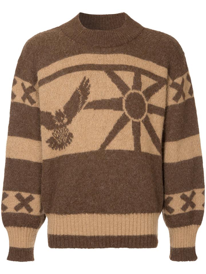 Issey Miyake Vintage Eagle Intarsia Jumper - Brown