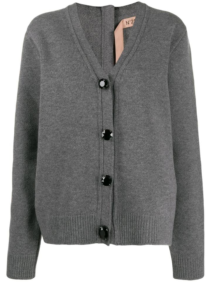Nº21 Back Zip Boxy Cardigan - Grey