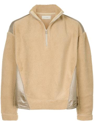 Jieda Panelled Fleece Jumper - Brown