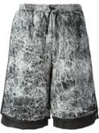 Nasir Mazhar Snakeskin Print Layer Shorts, Men's, Size: Large, Black, Cupro/viscose/polyester/metal