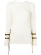 Laneus Gold-tone Side Tie Jumper, Women's, Size: 44, Nude/neutrals, Polyamide/wool