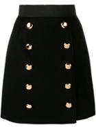 Dolce & Gabbana Buttoned A-line Skirt, Women's, Size: 48, Black, Virgin Wool