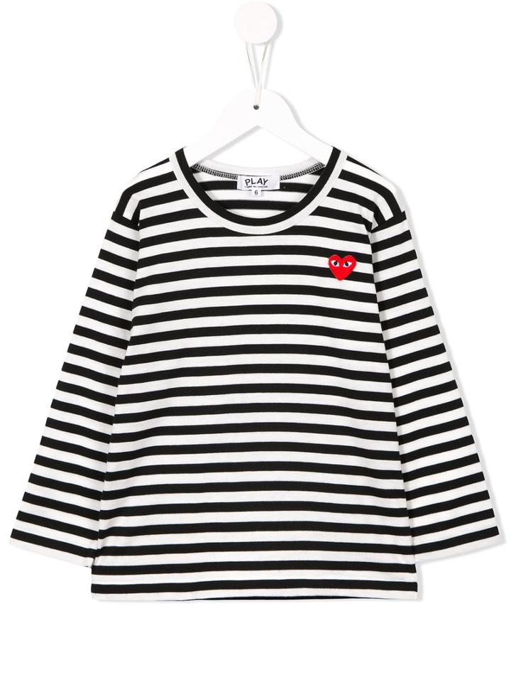 Comme Des Garçons Play Kids Striped Longsleeved T-shirt, Toddler Boy's, Size: 2 Yrs, White