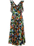 Msgm Crossed Back Floral Dress, Women's, Size: 42, Black, Silk/polyester