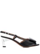 Marni Graphic Heel Slingback Sandals - Black