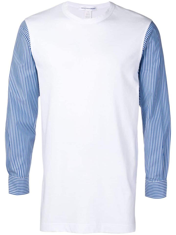 Comme Des Garçons Shirt Jersey Sweater With Shirt Sleeves - White