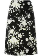 Céline Textured Floral Pattern Skirt, Women's, Size: 36, Black, Silk/viscose