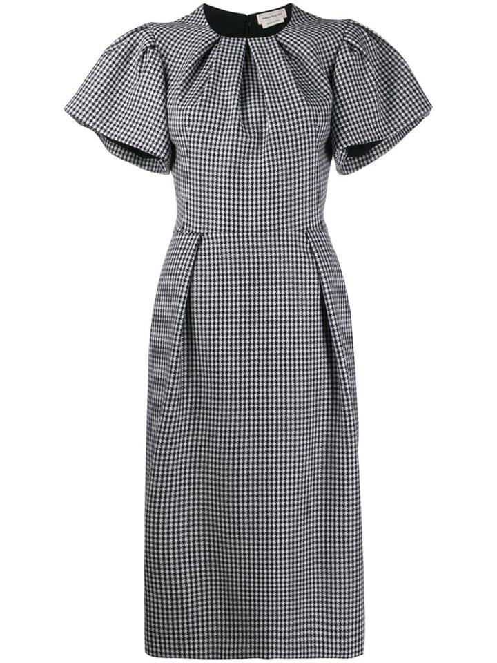 Alexander Mcqueen Dogtooth Midi Pencil Dress - Black