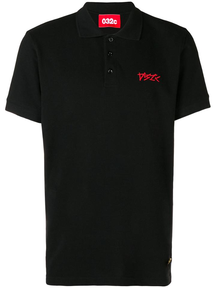032c Embroidered Logo Polo Shirt - Black