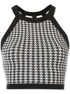 Nagnata Houndstooth Strap Back Crop Sports Top - Black