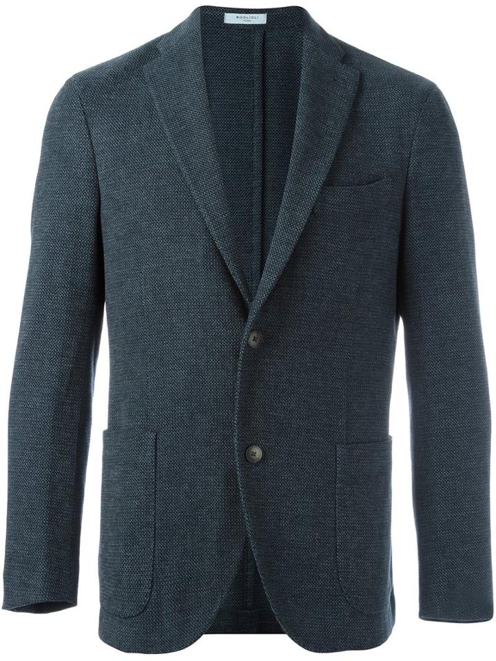 Boglioli Single Breasted Blazer, Men's, Size: 56, Blue, Cupro/cotton/spandex/elastane