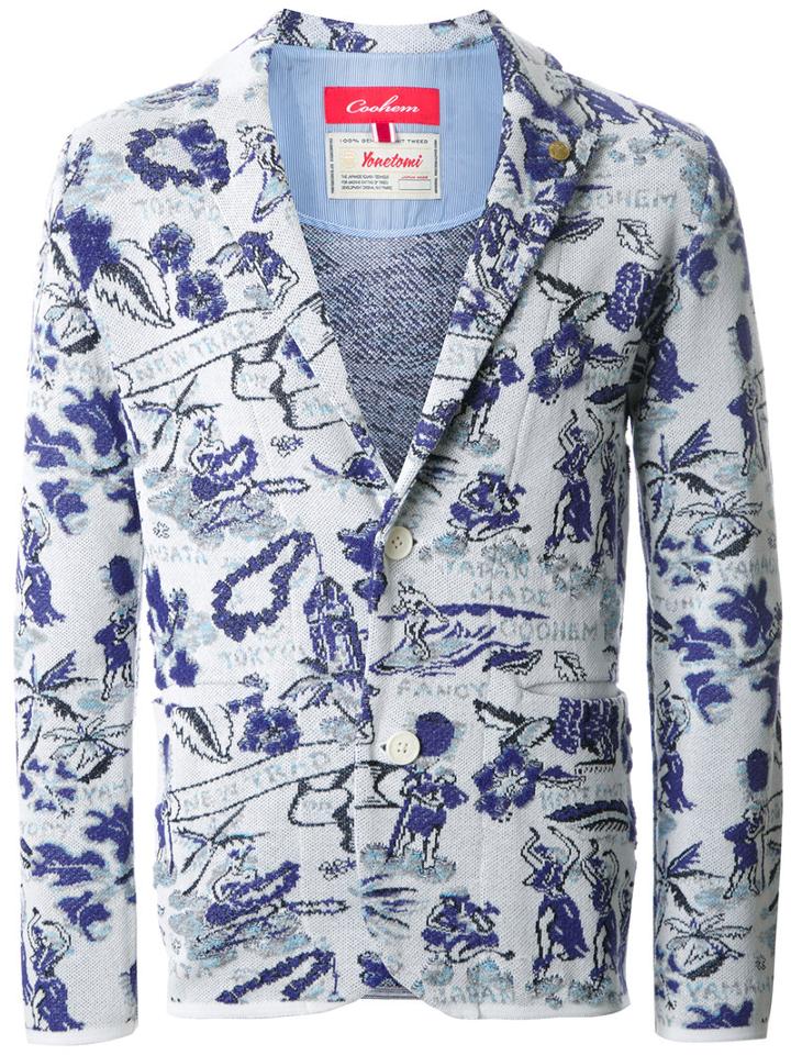 Coohem Aloha Jacquard Jacket, Men's, Size: 46, White, Cotton/acrylic/nylon/cupro