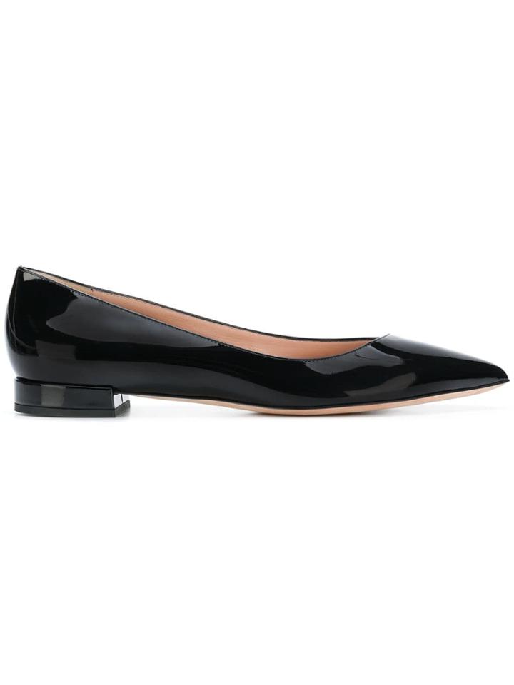 Giorgio Armani Pointed Toe Ballerina Flats - Black