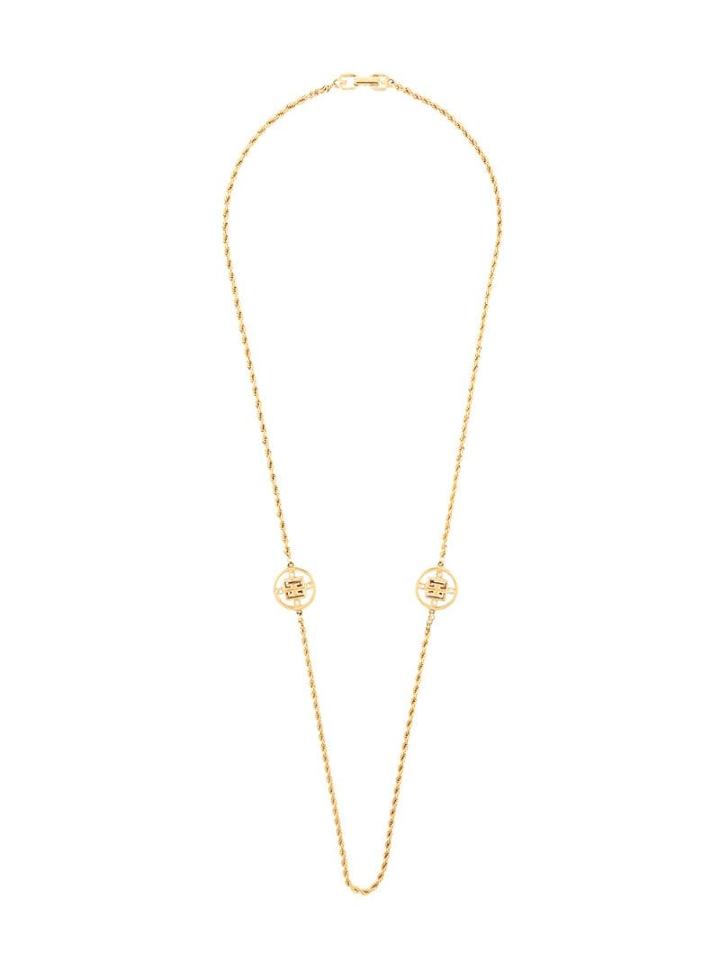 Givenchy Pre-owned Circle Logo Rhinestone Necklace - Gold
