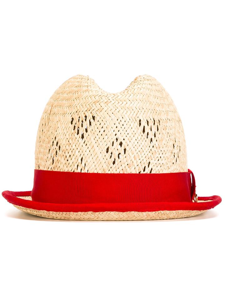 Dsquared2 Contrast Hat Band Trilby, Women's, Size: Medium, Nude/neutrals, Cotton/straw/viscose