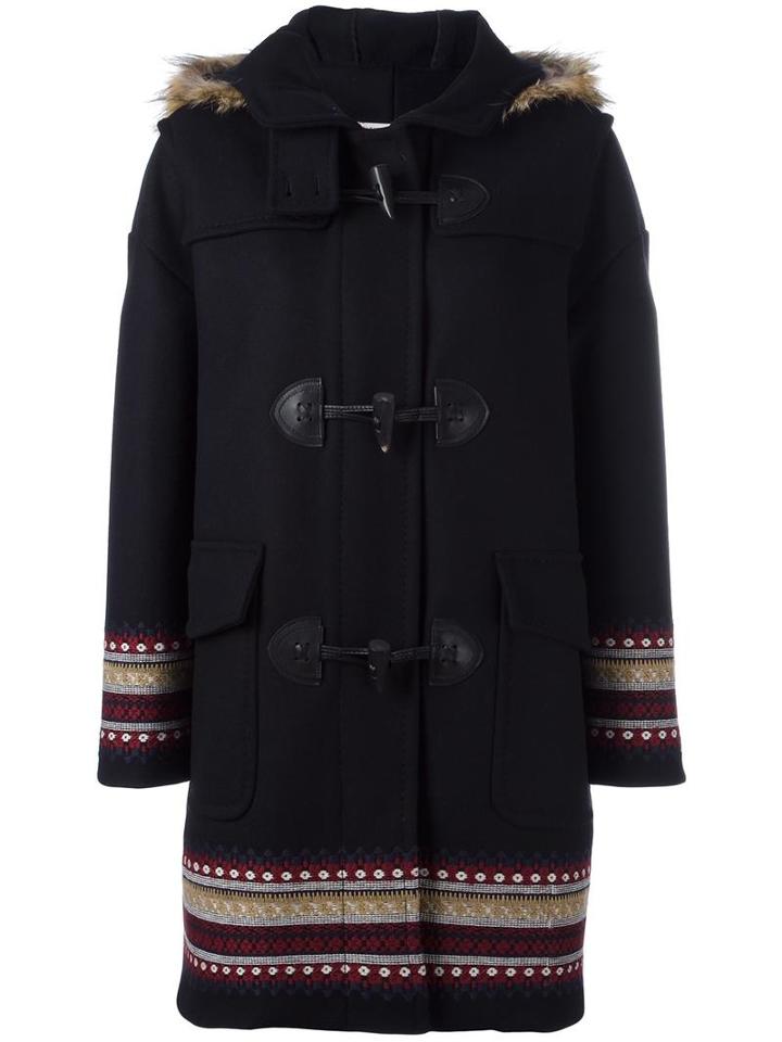 Red Valentino Hooded Duffle Coat, Women's, Size: 40, Blue, Acrylic/polyamide/polyester/virgin Wool