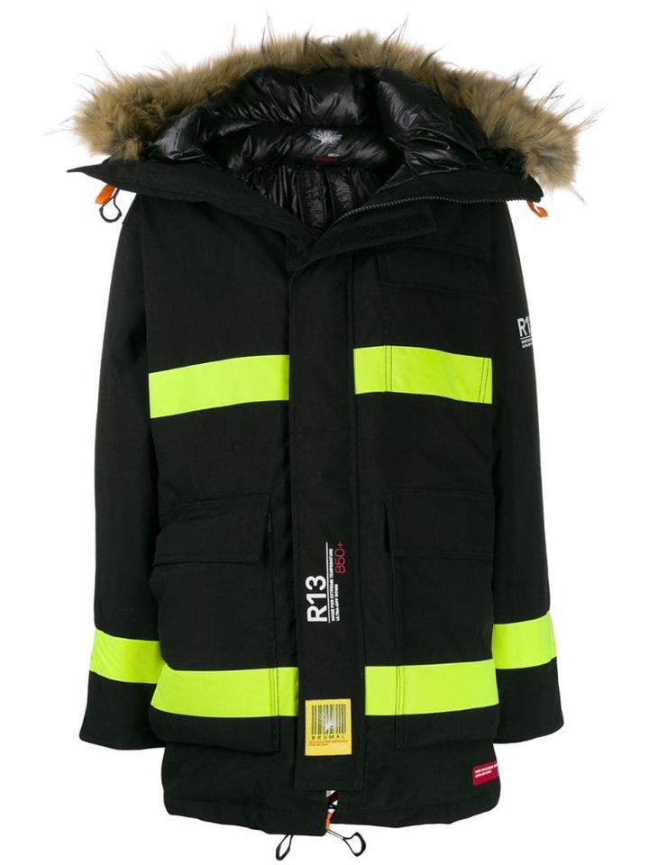 R13 Colour-block Parka Coat - Black