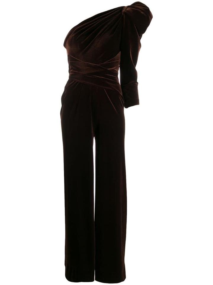 Talbot Runhof Tibes One Shoulder Jumpsuit - Brown