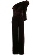 Talbot Runhof Tibes One Shoulder Jumpsuit - Brown