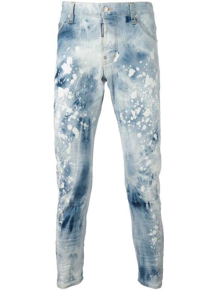 Dsquared2 Slim Fit Bleached Jeans, Men's, Size: 50, Blue, Cotton/spandex/elastane