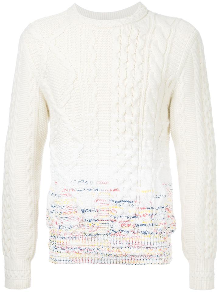 Coohem Gradation Aran Knit Pullover - White