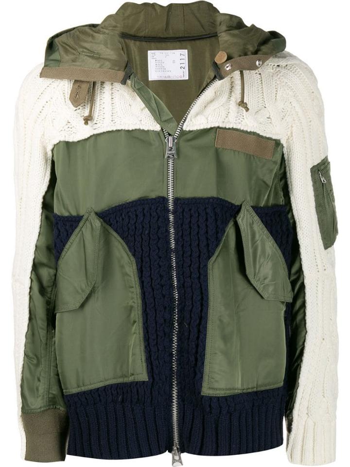 Sacai Cable Knit Ma-1 Jacket - Green