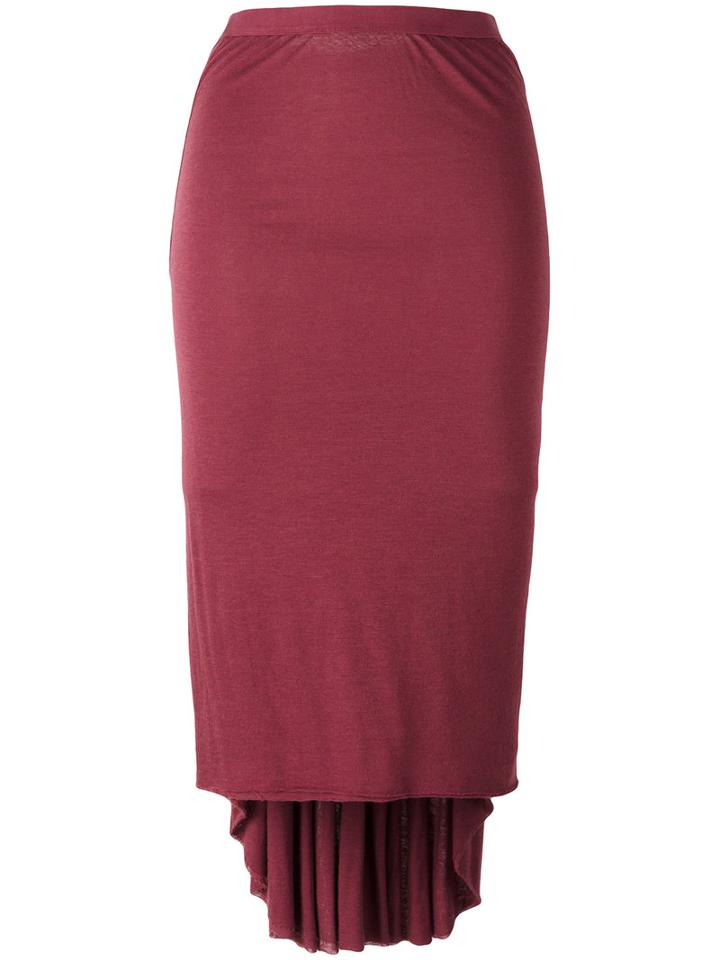 Rick Owens Lilies Elongated Back Midi Skirt, Women's, Size: 38, Pink/purple, Cotton/polyamide/viscose