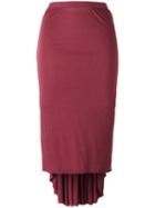 Rick Owens Lilies Elongated Back Midi Skirt, Women's, Size: 38, Pink/purple, Cotton/polyamide/viscose