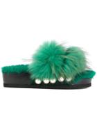 Suecomma Bonnie Platform Fur Sandals - Green