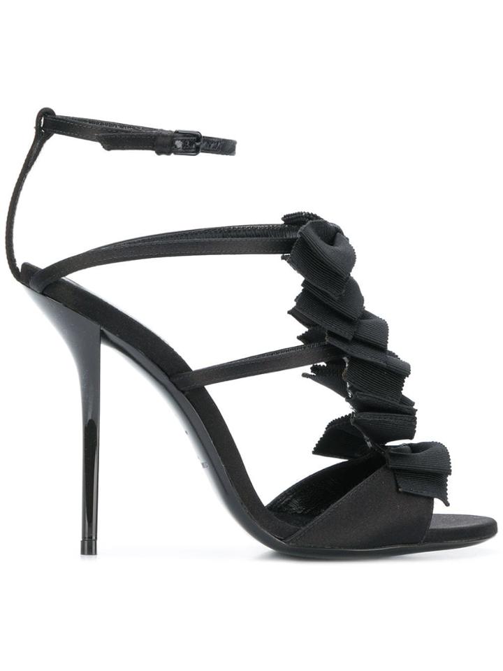 Saint Laurent Bow Strappy Sandals - Black