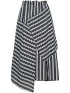 Astraet Striped Asymmetric Skirt - Blue