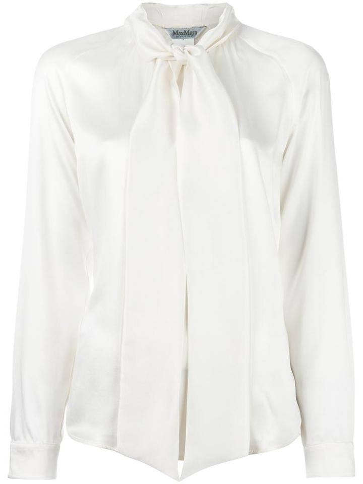 Max Mara Bow Detail Blouse, Women's, Size: 40, White, Silk
