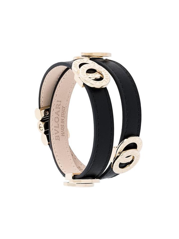 Bulgari Charm Wrap Bracelet, Women's, Black