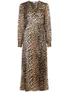 Ganni Leopard Print Dress - Brown