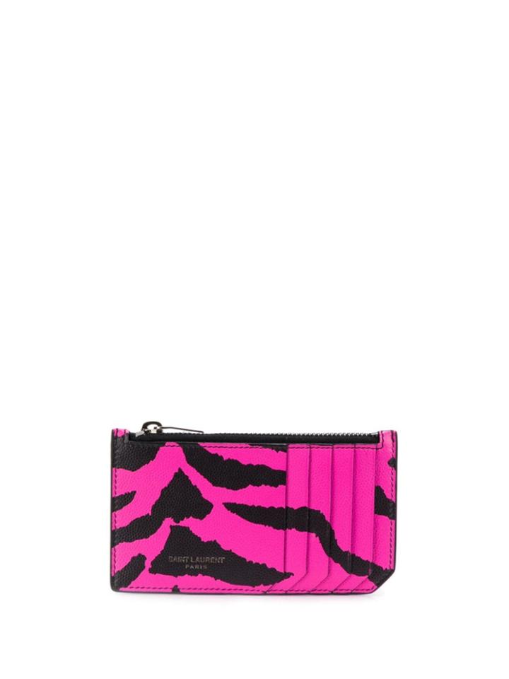 Saint Laurent Animal Print Cardholder - Pink