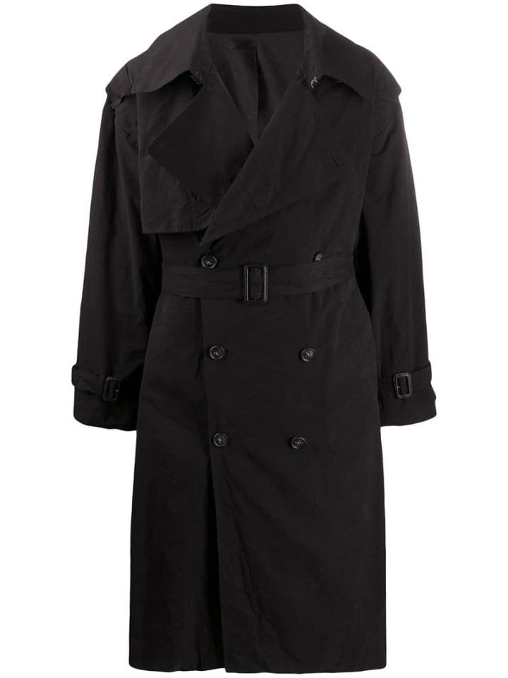 D.gnak Double Breasted Trench Coat - Black