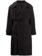 D.gnak Double Breasted Trench Coat - Black