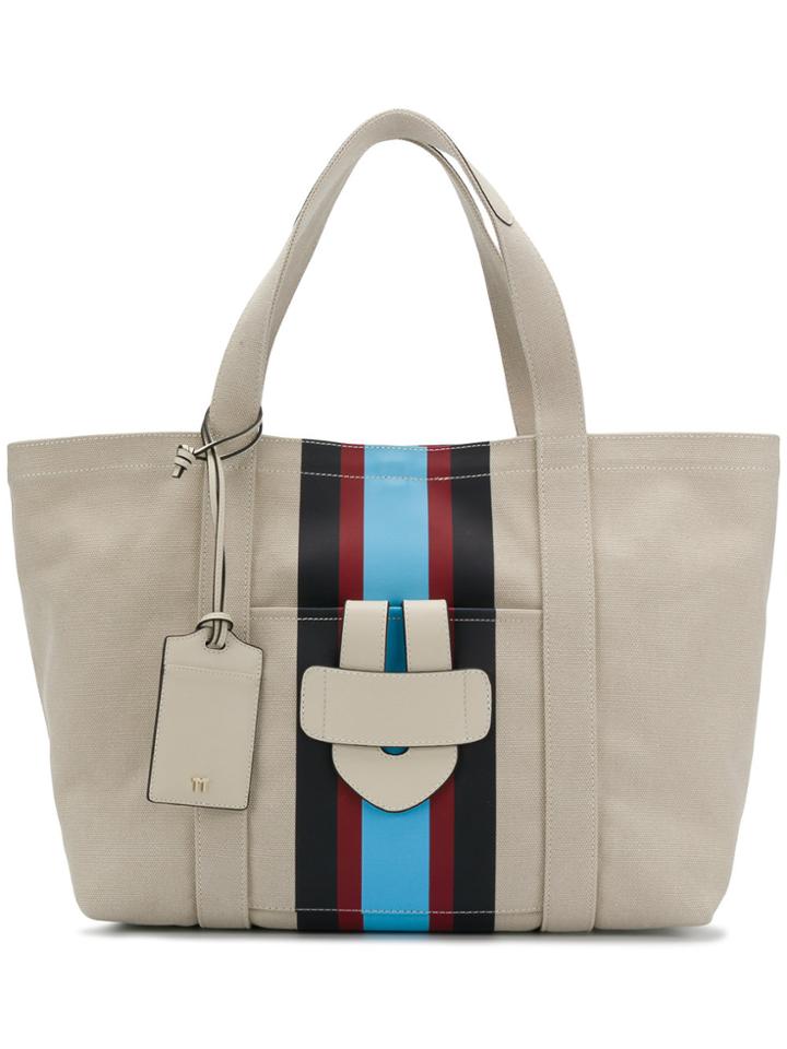 Tila March Front Striped Tote - Nude & Neutrals