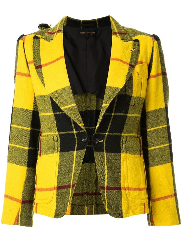 Comme Des Garçons Vintage Tartan Long Sleeve Jacket - Yellow