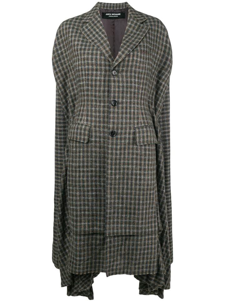 Junya Watanabe Checked Cape Coat - Green