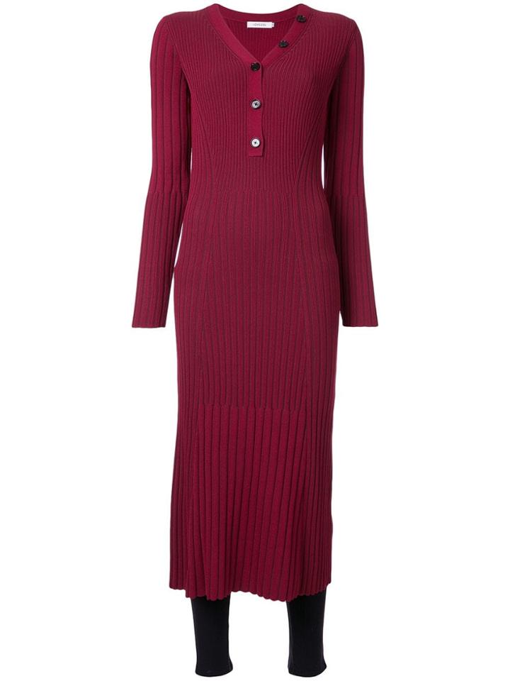 Loveless Ribbed Midi Dress - Red